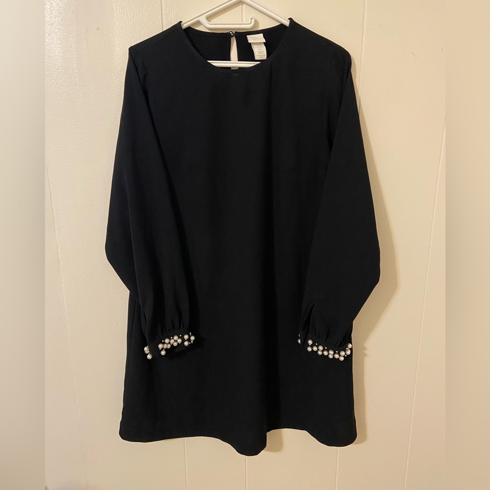Black Dress with Pearl Cuffs